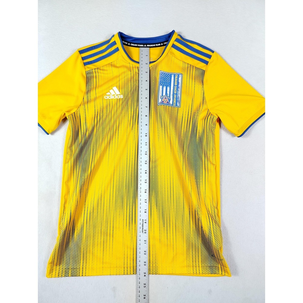 Adidas Shirt Youth 13-14Y Yellow Cancer Awareness Soccer Jersey 3 AEROREADY - Picture 10 of 13